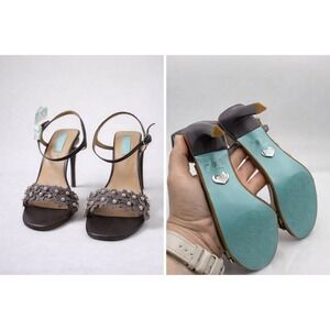 Betsey‎ Johnson Satin Floral Heel Sandals Pearl Detail Size 8